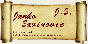 Janko Savinović vizit kartica